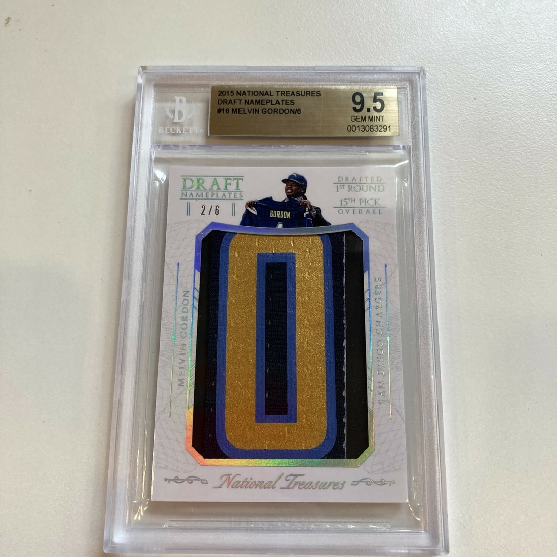 Melvin Gordon 2015 Draft Nameplate Rookie Patch Card BGS 9.5 #2 of 6 (1 of 3)