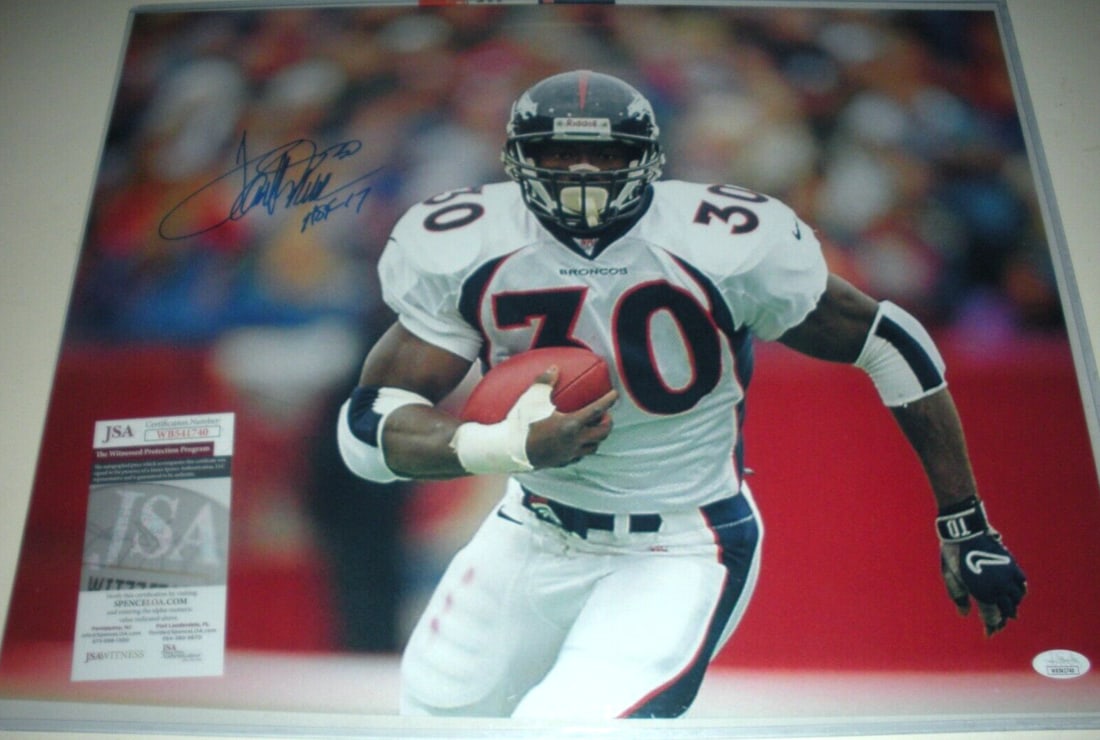 Signed 16x20 Terrell Davis Denver Broncos Hall of Fame Photo with JSA COA (1 of 1)