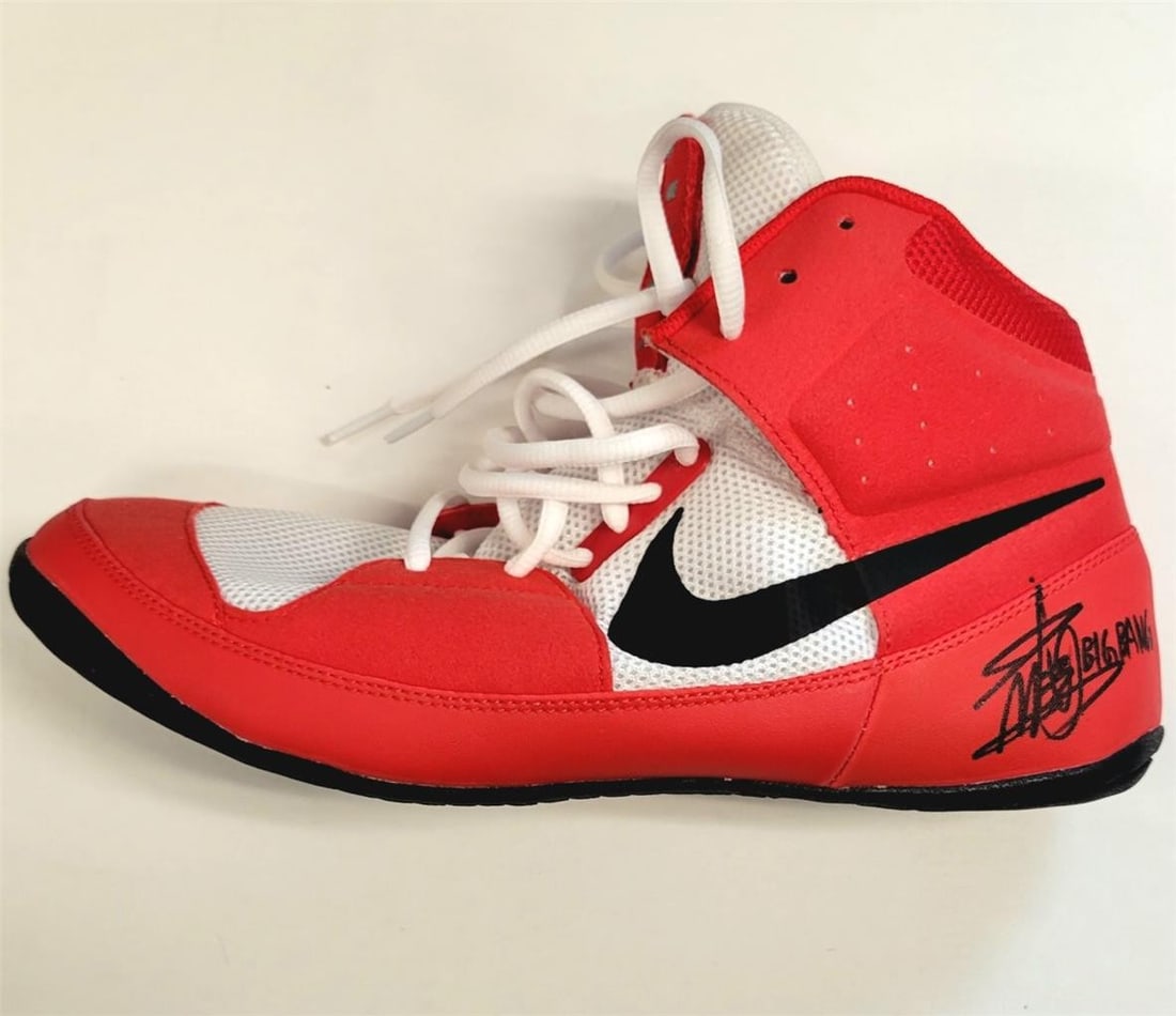 Junto Nakatani Autographed Nike Boxing Shoe with Beckett Authentication: Junto Nakatani Autographed Nike Boxing Shoe with Beckett Authentication This is a pre-owned Nike boxing shoe signed by Junto Nakatani, a professional boxer. The autograph has been authenticated by Bec