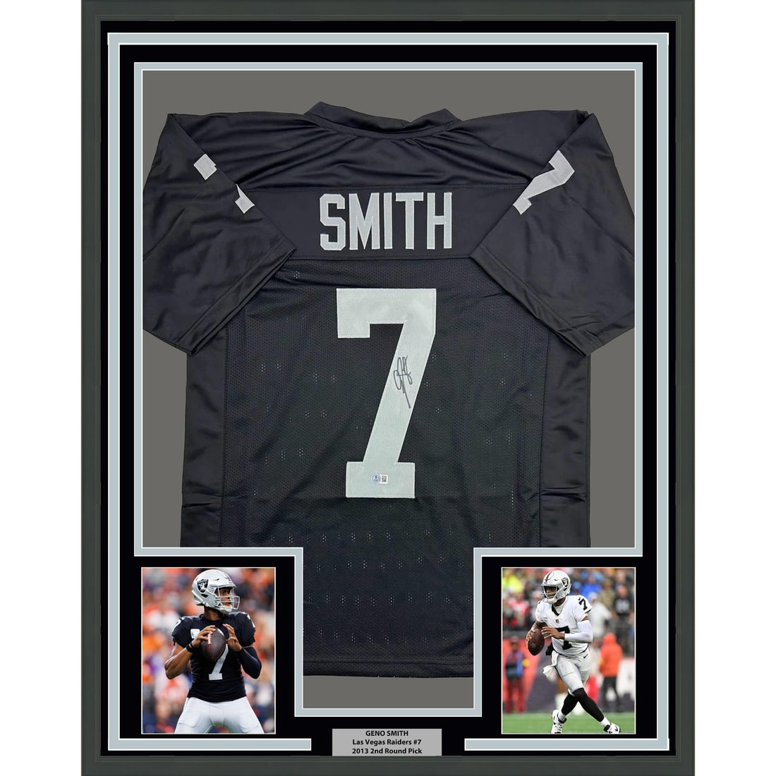 Geno Smith Signed Oakland Raiders Jersey Framed 35x39 Beckett Authenticated (1 of 2)
