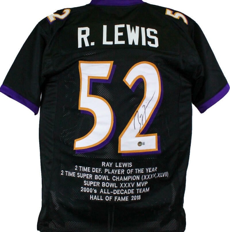 Ray Lewis Autographed Baltimore Ravens Black Pro Style Jersey Beckett (1 of 8)
