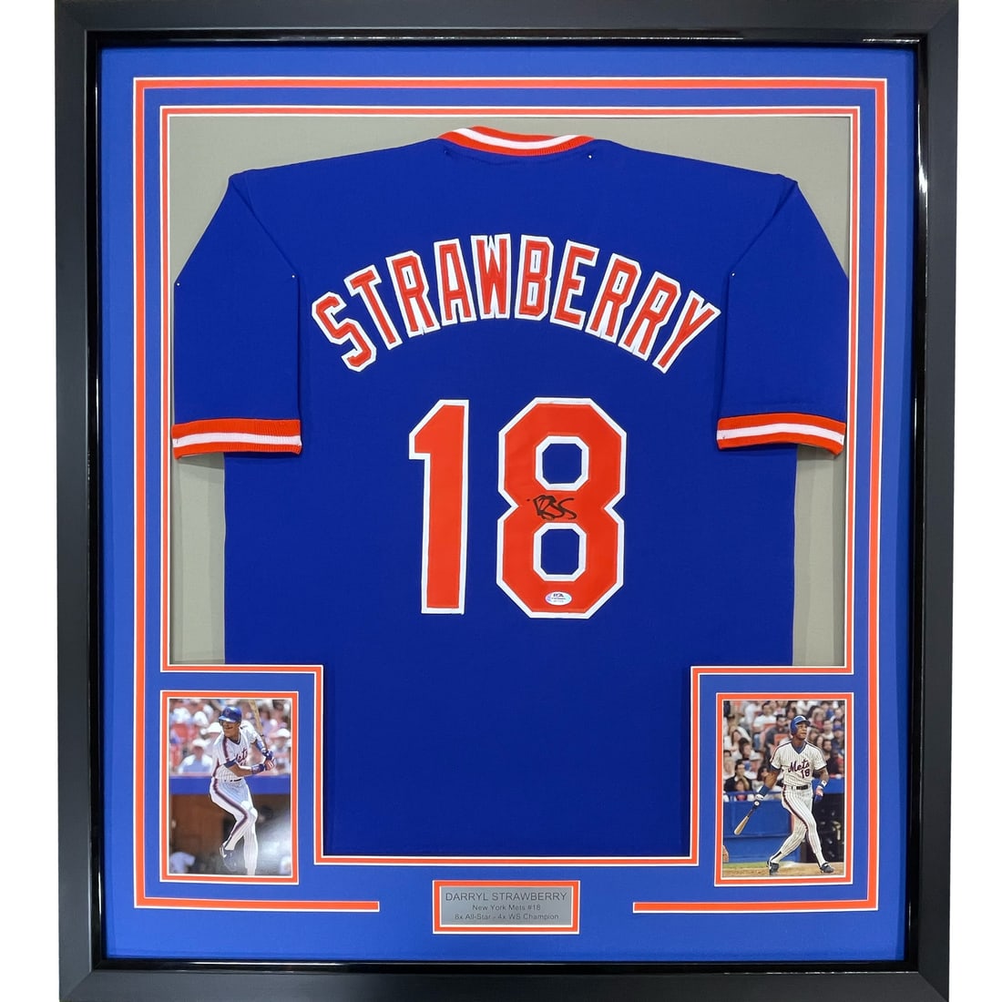 Framed Autographed Darryl Strawberry New York Mets Jersey PSA COA 33x42 (1 of 2)