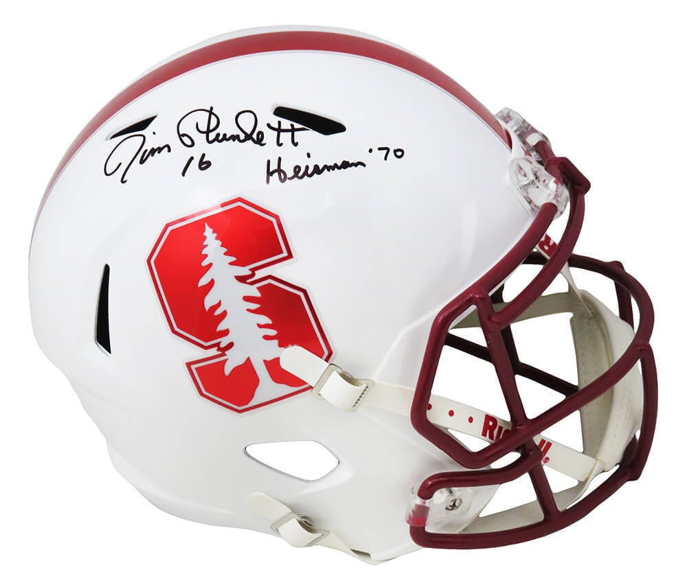 Jim Plunkett Signed Stanford Cardinals Riddell Helmet Heisman 70 COA (1 of 1)