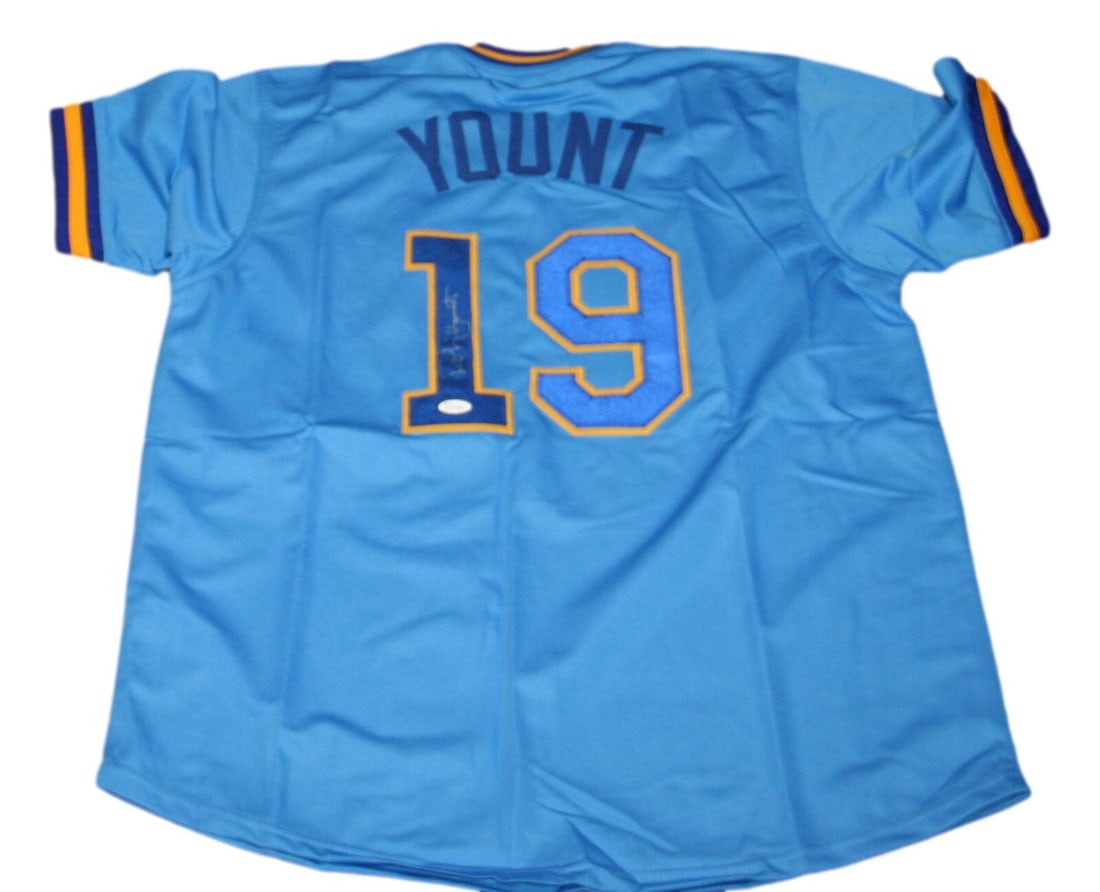Robin Yount Signed Milwaukee Brewers Jersey JSA Authentic: Robin Yount Signed Milwaukee Brewers Jersey JSA Authentic This Milwaukee Brewers baseball jersey is autographed by the legendary player Robin Yount. It is an original piece, authenticated by James
