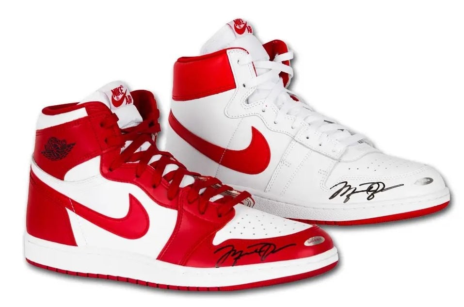 Michael Jordan Autographed Nike Air Jordan 1 Retro High 1985 & Air Ship PE Pack (1 of 5)