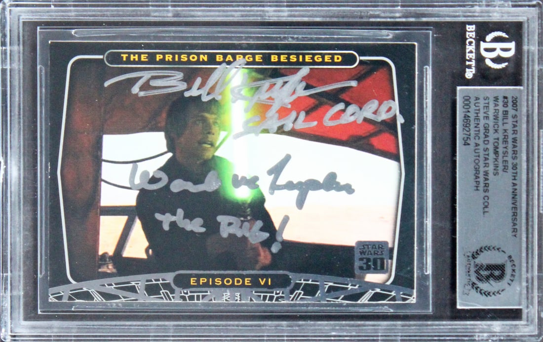 Bill Kreysler Alan Tompkins Signed Star Wars 30th Ann Card BAS Slab: Bill Kreysler Alan Tompkins Signed Star Wars 30th Ann Card BAS Slab This is a signed 2007 Star Wars 30th Anniversary #30 card featuring the autographs of Bill Kreysler and Alan Tompkins. The card incl