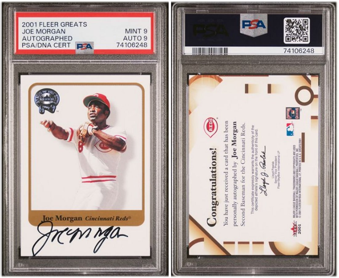 Joe Morgan 2001 Fleer Greats Autograph PSA 9 Cincinnati Reds (1 of 1)