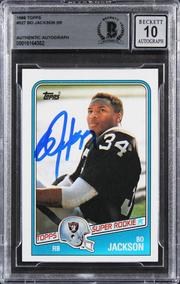 Bo Jackson Signed 1988 Topps #327 Rookie Card Gem Mint 10 Beckett Authenticated (1 of 2)