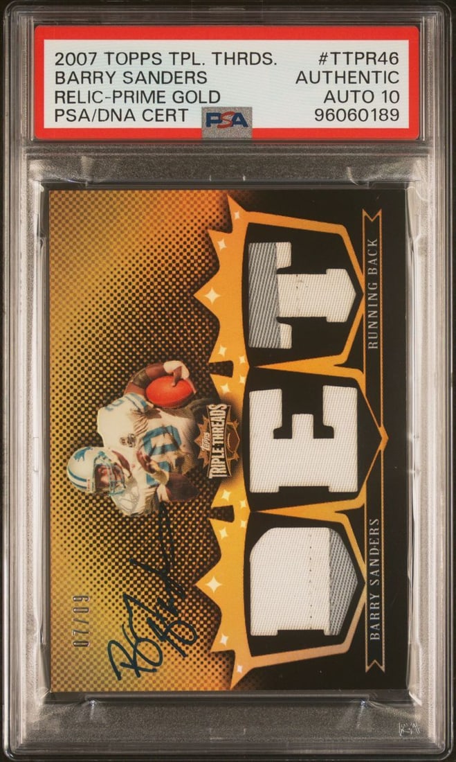 2007 Topps Triple Threads Relic-Prime Gold #TTPR46 Barry Sanders Autographed Card PSA/DNA (1 of 2)