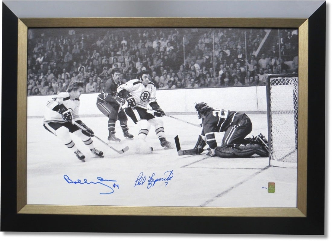 Bobby Orr Phil Esposito Dual Signed 26x36 Canvas Artist Proof WGA Authenticated (1 of 5)