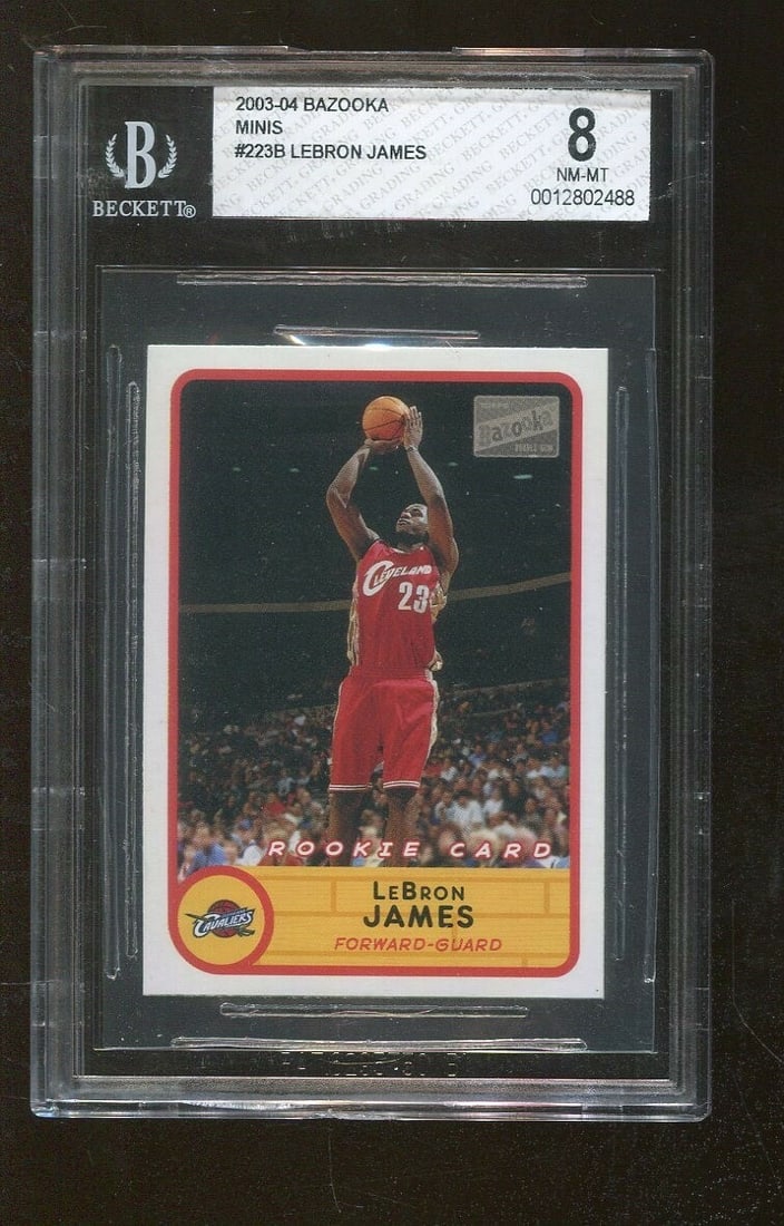 2003-04 Bazooka Mini LeBron James Rookie Card BGS 8 Cavaliers (1 of 2)