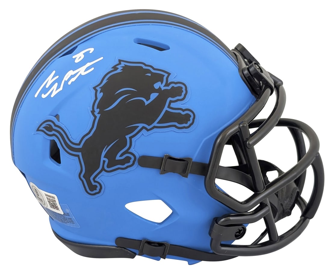 Sam LaPorta Signed Detroit Lions Rave Speed Mini Helmet BAS Authenticated (1 of 2)