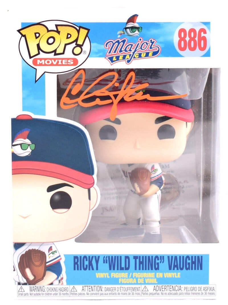 Charlie Sheen Autographed Funko Pop Ricky Vaughn #886 JSA (1 of 7)