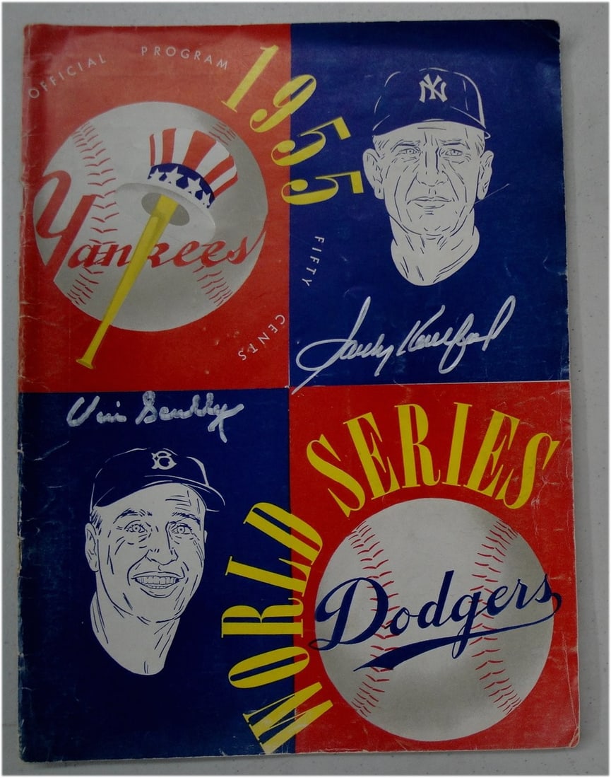 Vin Scully Sandy Koufax Signed 1955 World Series Program JSA Authenticated (1 of 6)