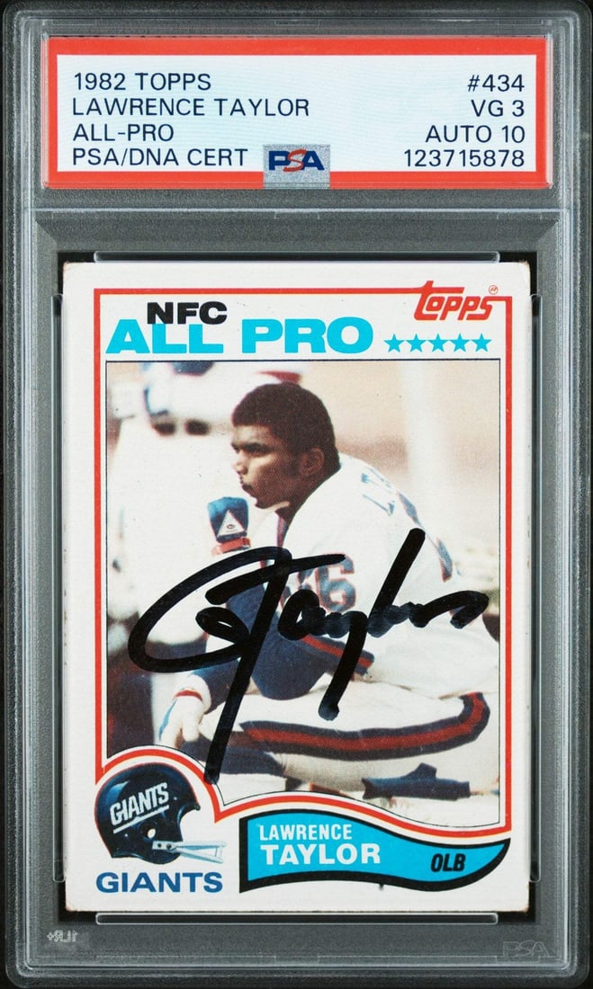 Lawrence Taylor Signed 1982 Topps Rookie Card PSA 3 Auto Grade 10 (1 of 2)