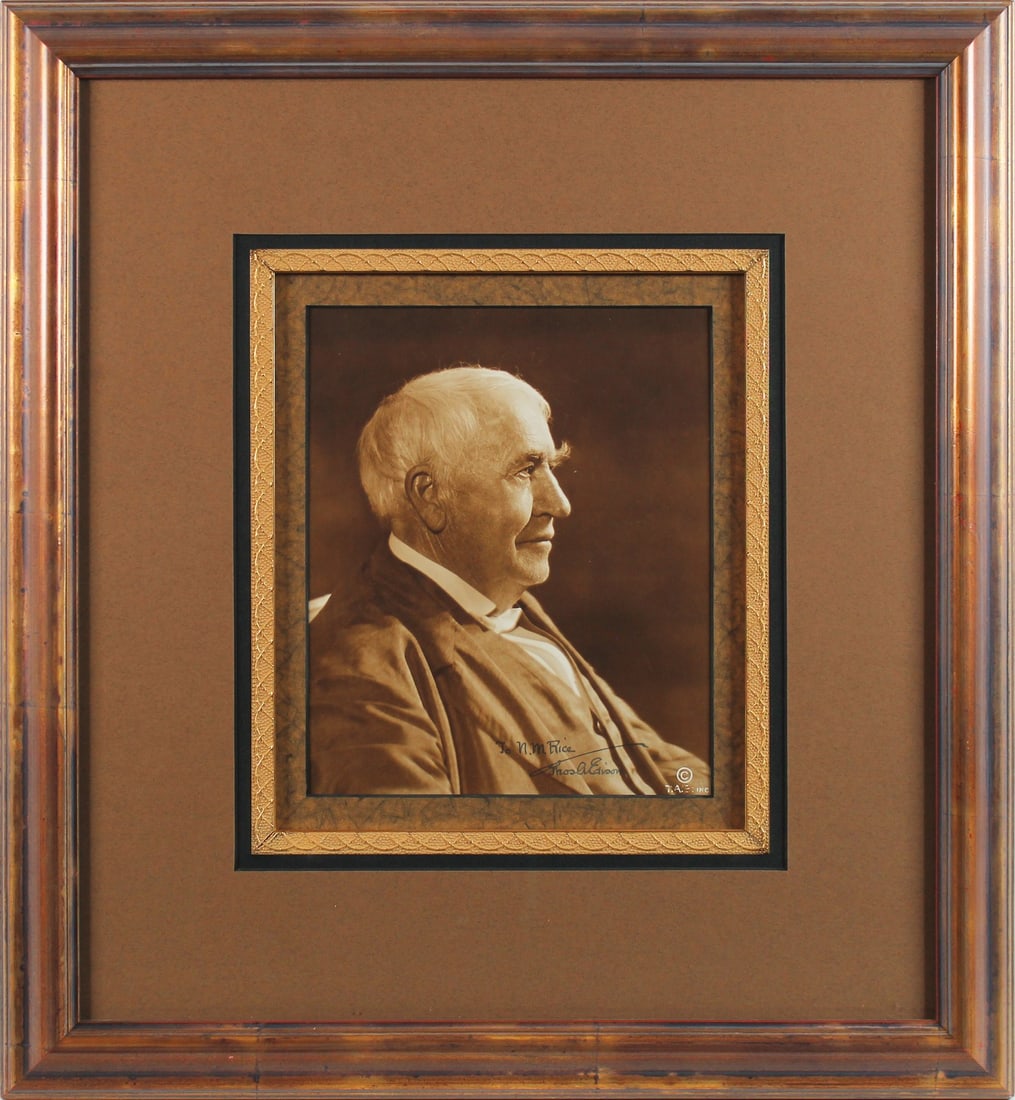 Thomas Edison Signed 8x10 Framed Photo To N.M. Rice Beckett COA (1 of 7)