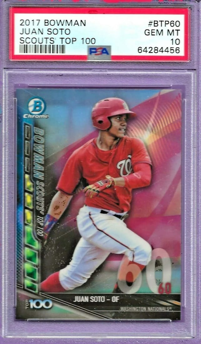 2017 Topps Bowman Juan Soto #BTP60 PSA 10 Scouts Top 100 Rookie Card (1 of 2)