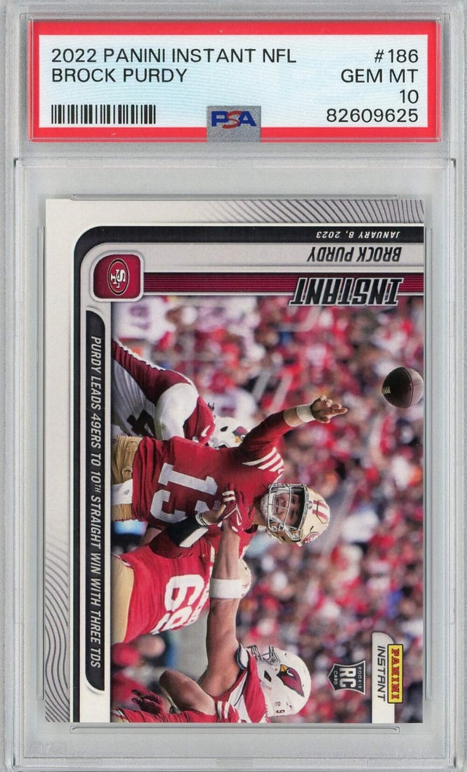 2022 Panini Instant Brock Purdy #186 Rookie Football Card PSA 10 Gem Mint (1 of 2)