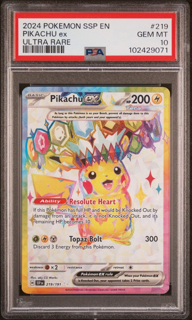 PSA 10 Pikachu Ex Ultra Rare 2024 SSP En-Surging Sparks Card #219 (1 of 1)