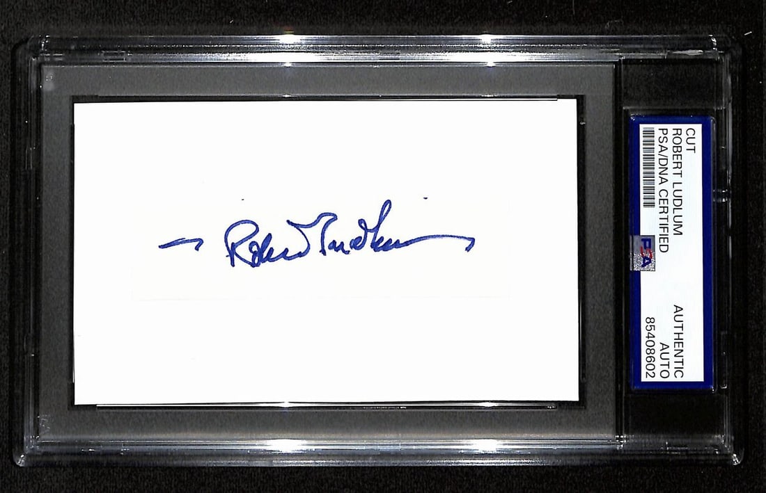 Robert Ludlum Autographed 3x5 Index Card PSA/DNA Jason Bourne (1 of 1)