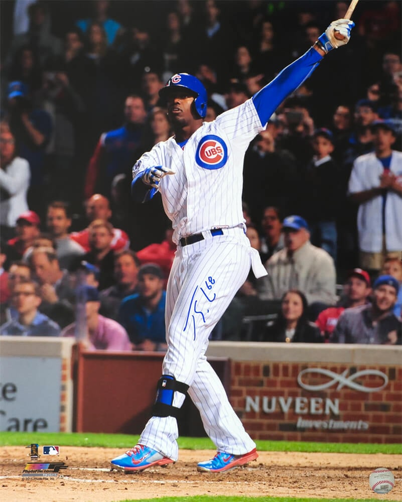 Jorge Soler Signed Cubs 16x20 Batting Photo with COA: Jorge Soler Signed Cubs 16x20 Batting Photo with COA This striking 16x20 photo captures Jorge Soler in action, proudly displaying his signed white pinstripe jersey while playing for the Chicago Cubs.