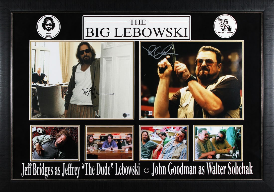 Jeff Bridges John Goodman Signed Big Lebowski 11x14 Framed Photo BAS (1 of 3)