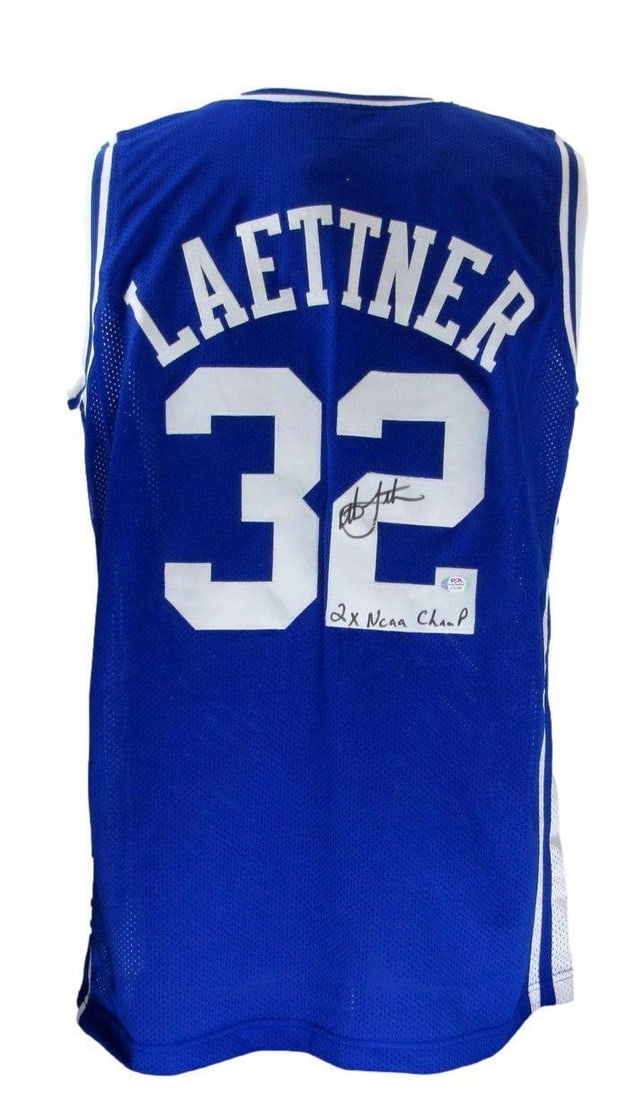 Christian Laettner Signed Duke Custom Basketball Jersey 2x NCAA Champ PSA/DNA (1 of 5)