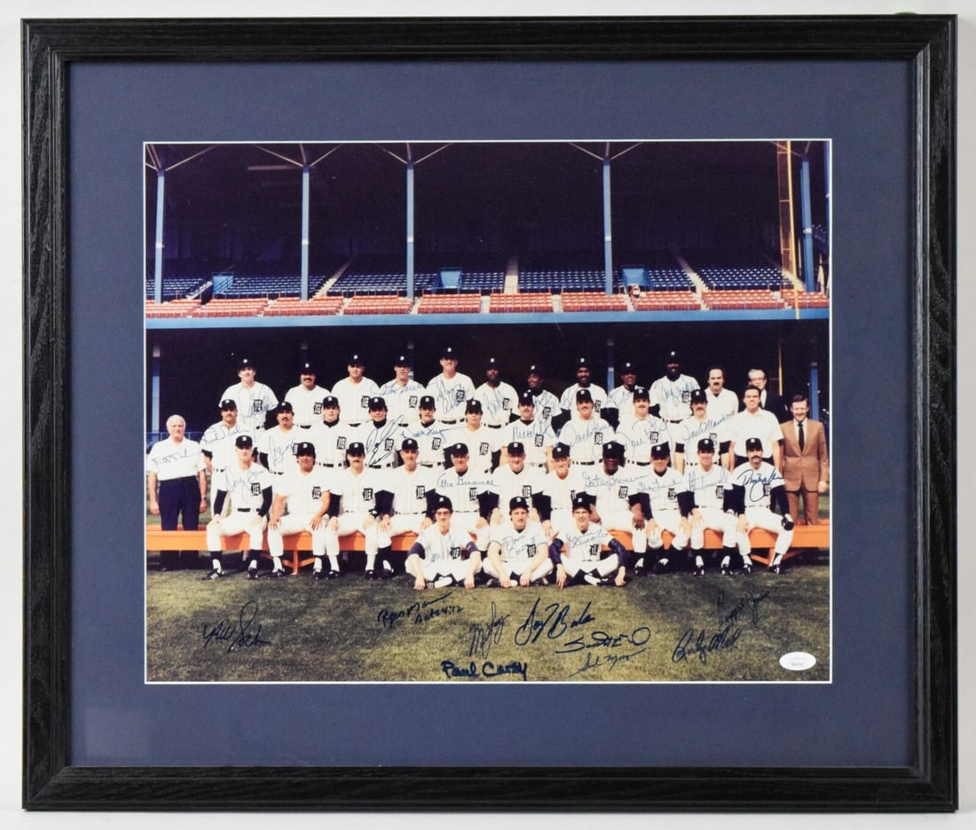 1984 Detroit Tigers Team Signed 16x20 Photo 35 Autographs JSA (1 of 7)