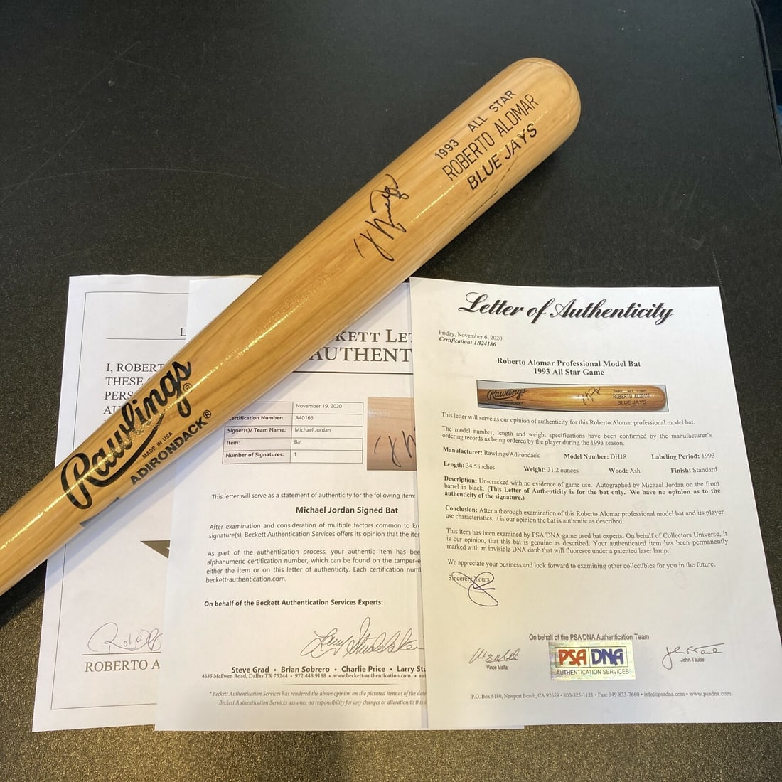 Michael Jordan Signed 1993 All-Star Game Bat PSA DNA Beckett COA (1 of 10)