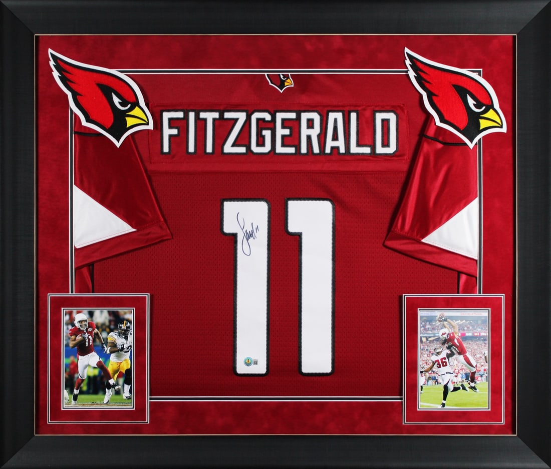 Framed Red Nike Jersey Signed by Larry Fitzgerald Beckett Authenticated (1 of 2)