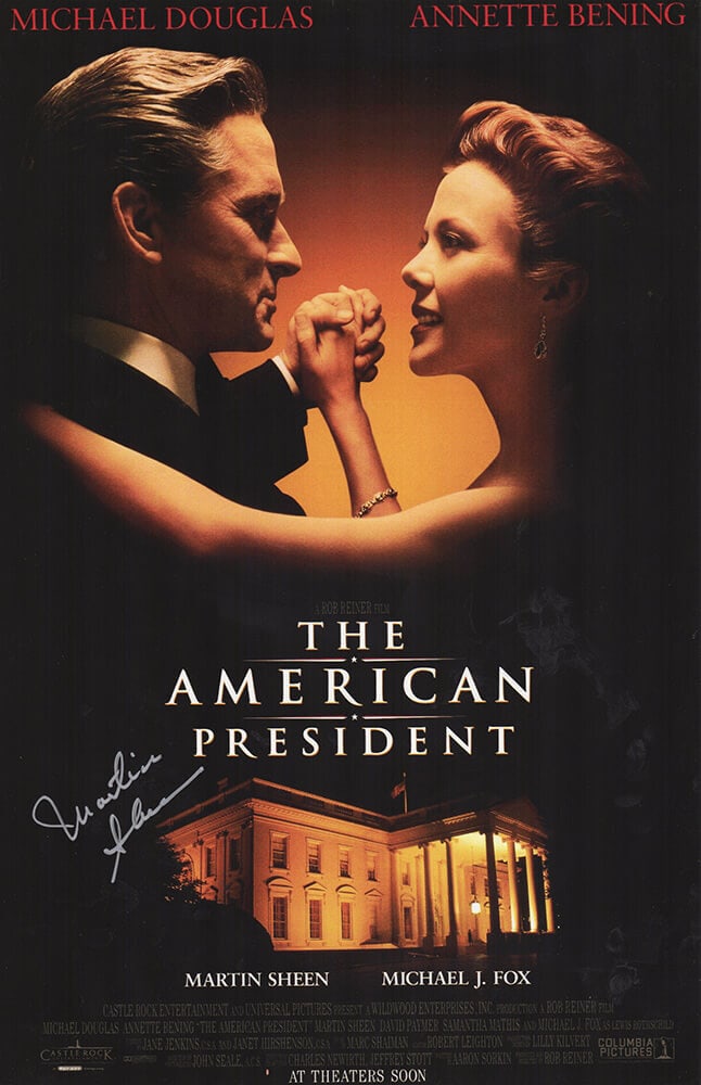 Martin Sheen Signed The American President 11x17 Poster with COA: Martin Sheen Signed The American President 11x17 Poster with COA This original 11x17 movie poster of 'The American President' features a signature from the renowned actor Martin Sheen. It comes with a