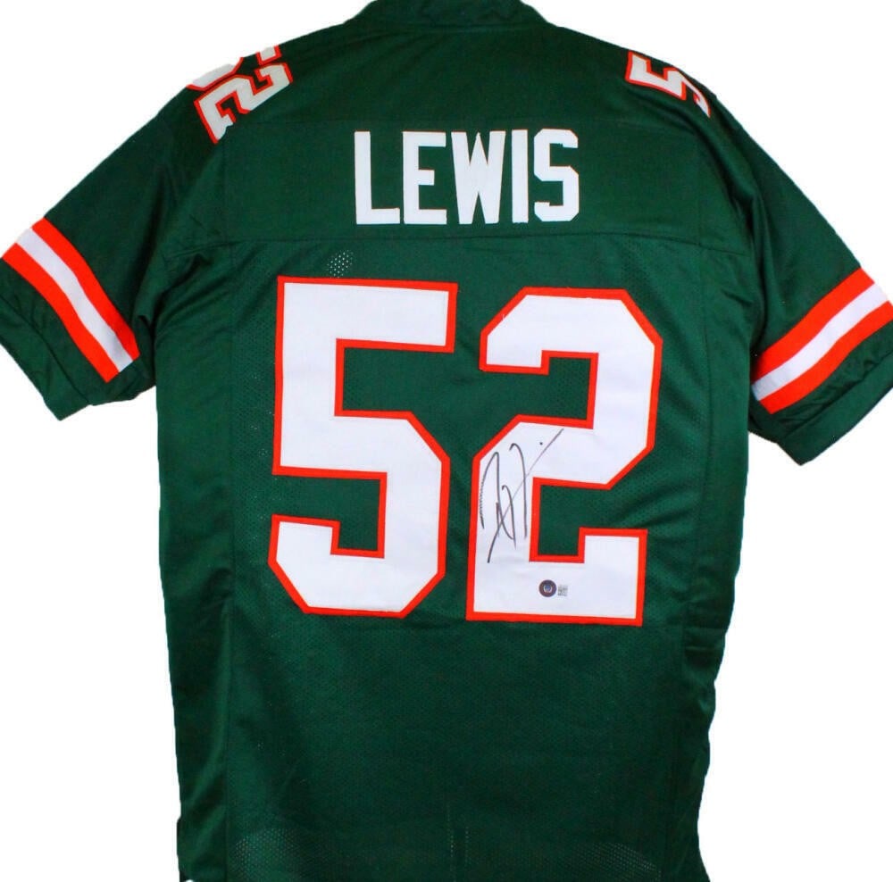 Ray Lewis Signed Green Miami Hurricanes Jersey Beckett Authenticated (1 of 3)