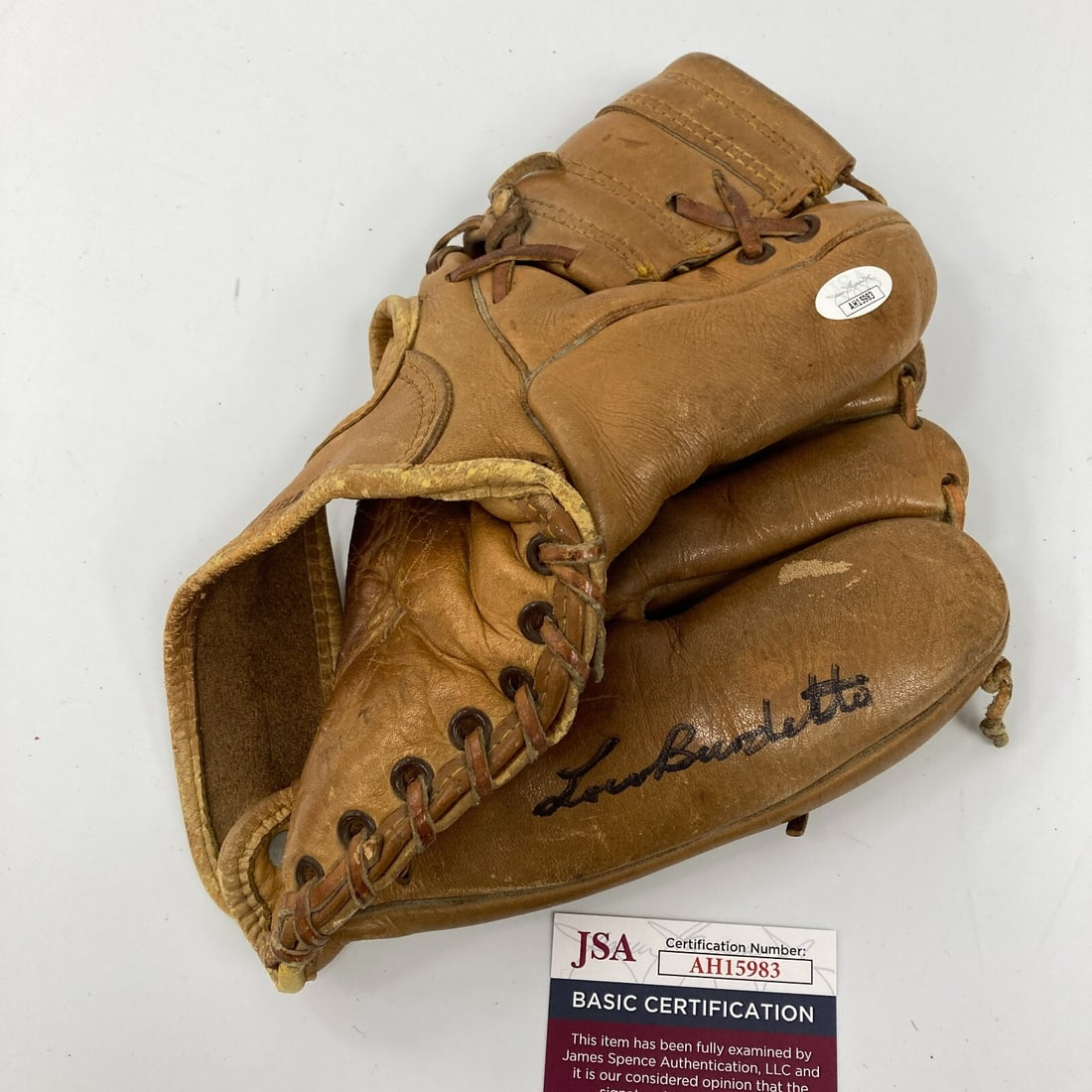 Lew Burdette Signed 1950s Game Model Baseball Glove JSA COA (1 of 7)