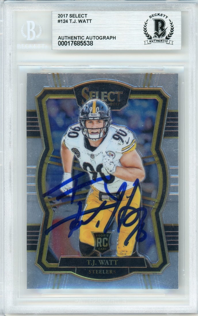 T.J. Watt Autographed 2017 Select Rookie Card BGS Pittsburgh Steelers (1 of 2)