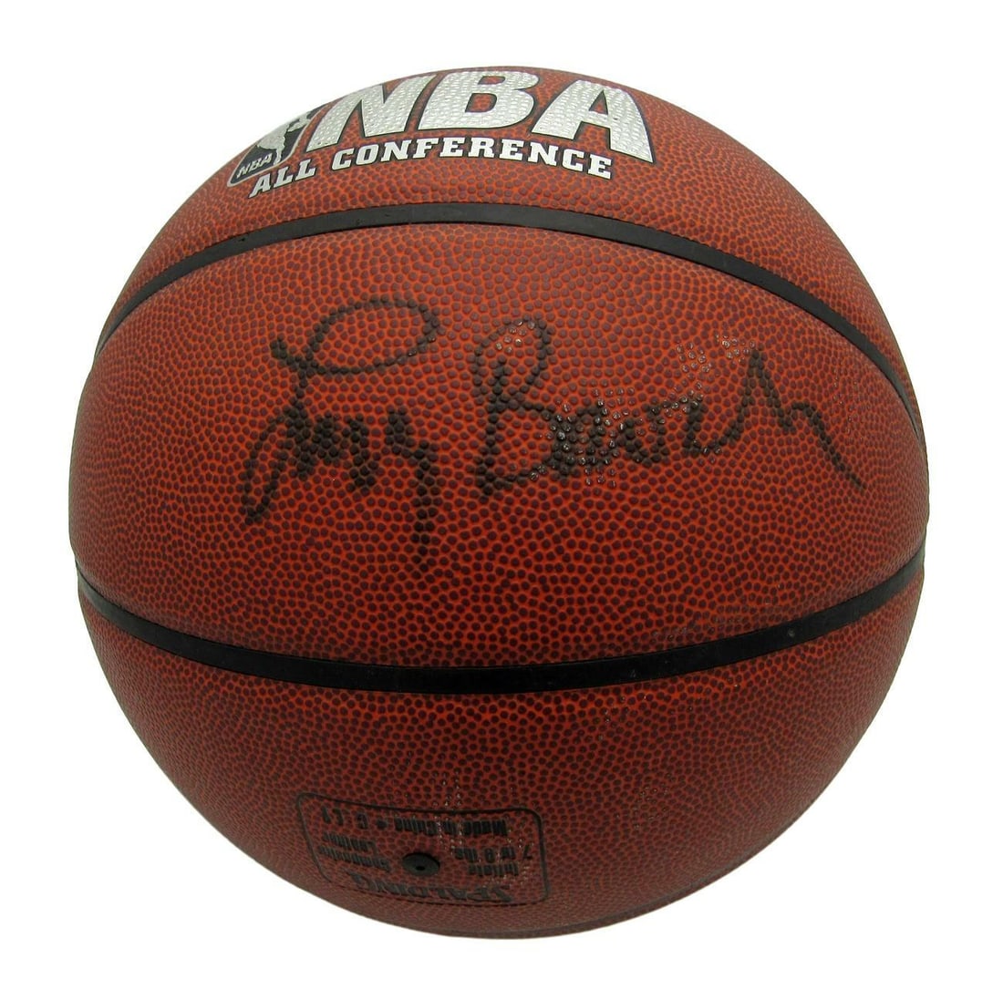 Larry Brown HOF Autographed Spalding Basketball Beckett Authenticated: Larry Brown HOF Autographed Spalding Basketball Beckett Authenticated This is a Larry Brown Hall of Fame signed basketball featuring the logos of the Kansas Jayhawks, San Antonio Spurs, and Philadelph