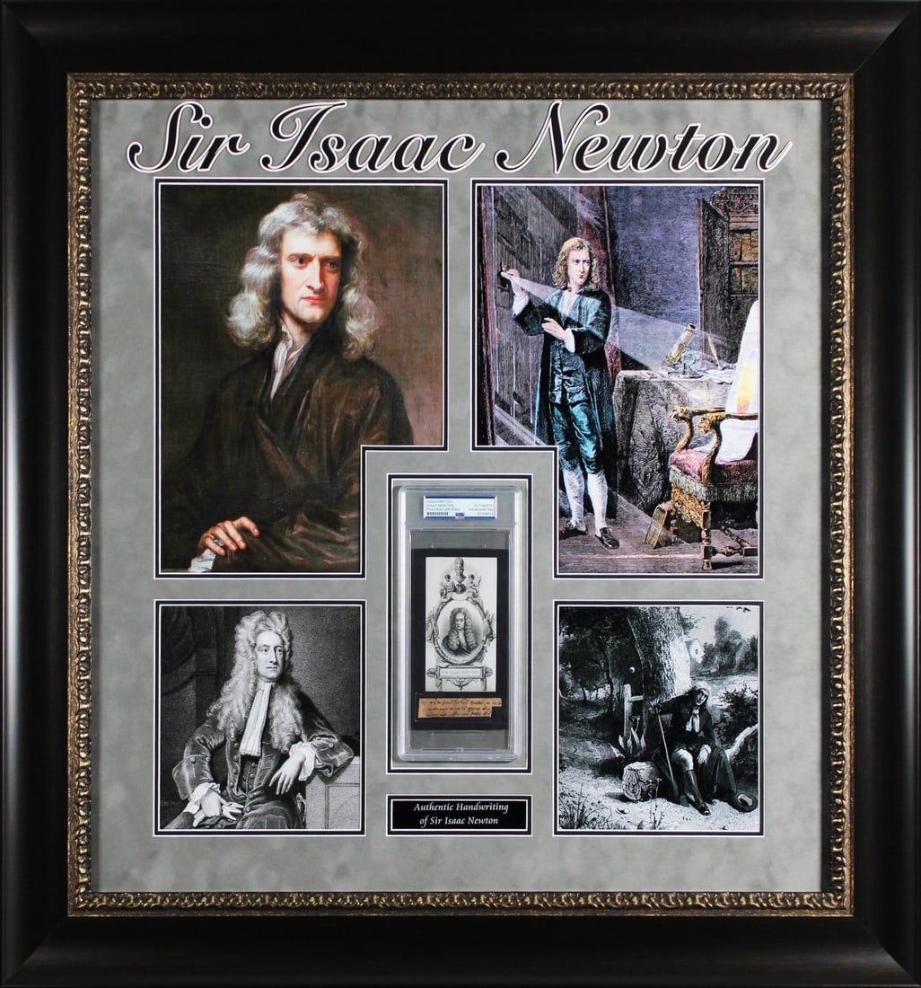 Isaac Newton Framed Handwriting Sample Slabbed PSA/DNA Beckett COA (1 of 4)