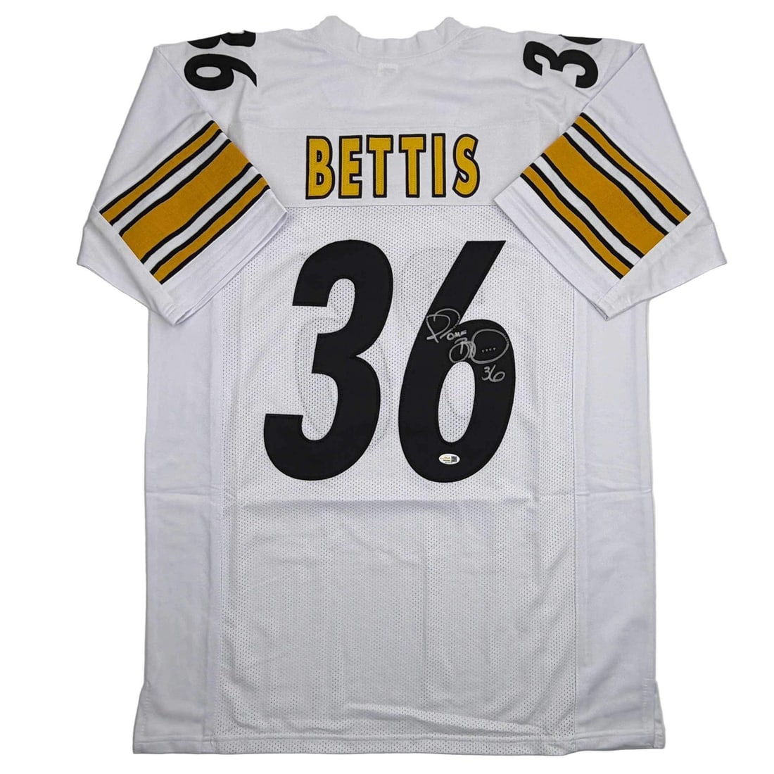 Signed Jerome Bettis Pittsburgh Steelers Jersey with JSA COA: Signed Jerome Bettis Pittsburgh Steelers Jersey with JSA COA This autographed Jerome Bettis Pittsburgh White Football Jersey is a must-have collectible for any fan. Featuring the name and number of th