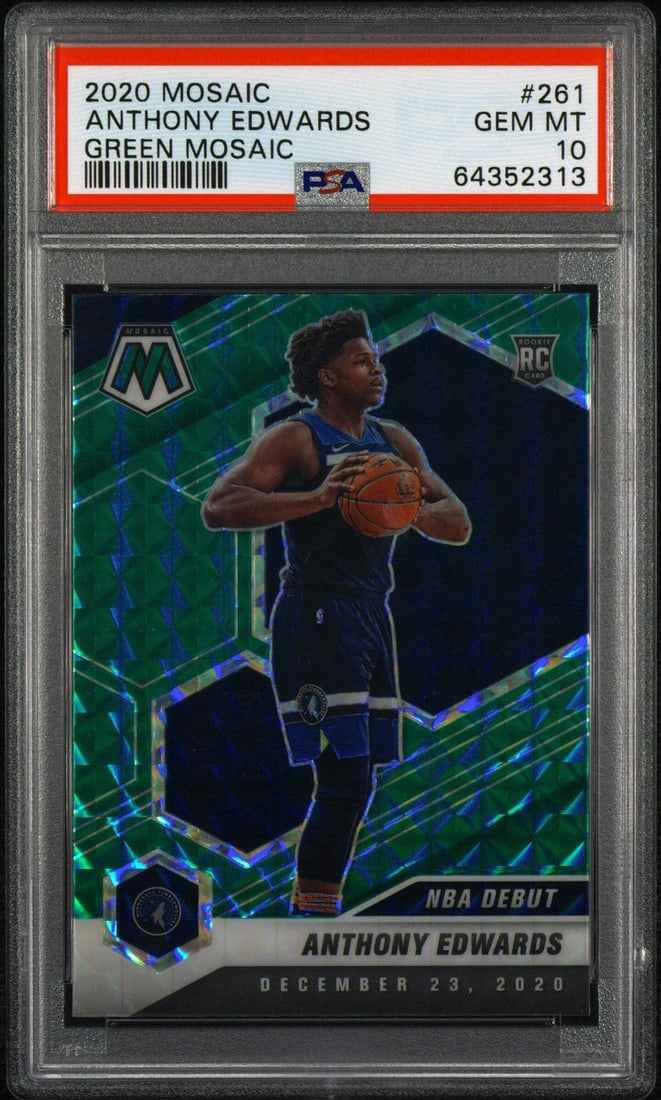 2020 Mosaic Anthony Edwards #261 Green Mosaic RC PSA 10 Graded Card (1 of 2)