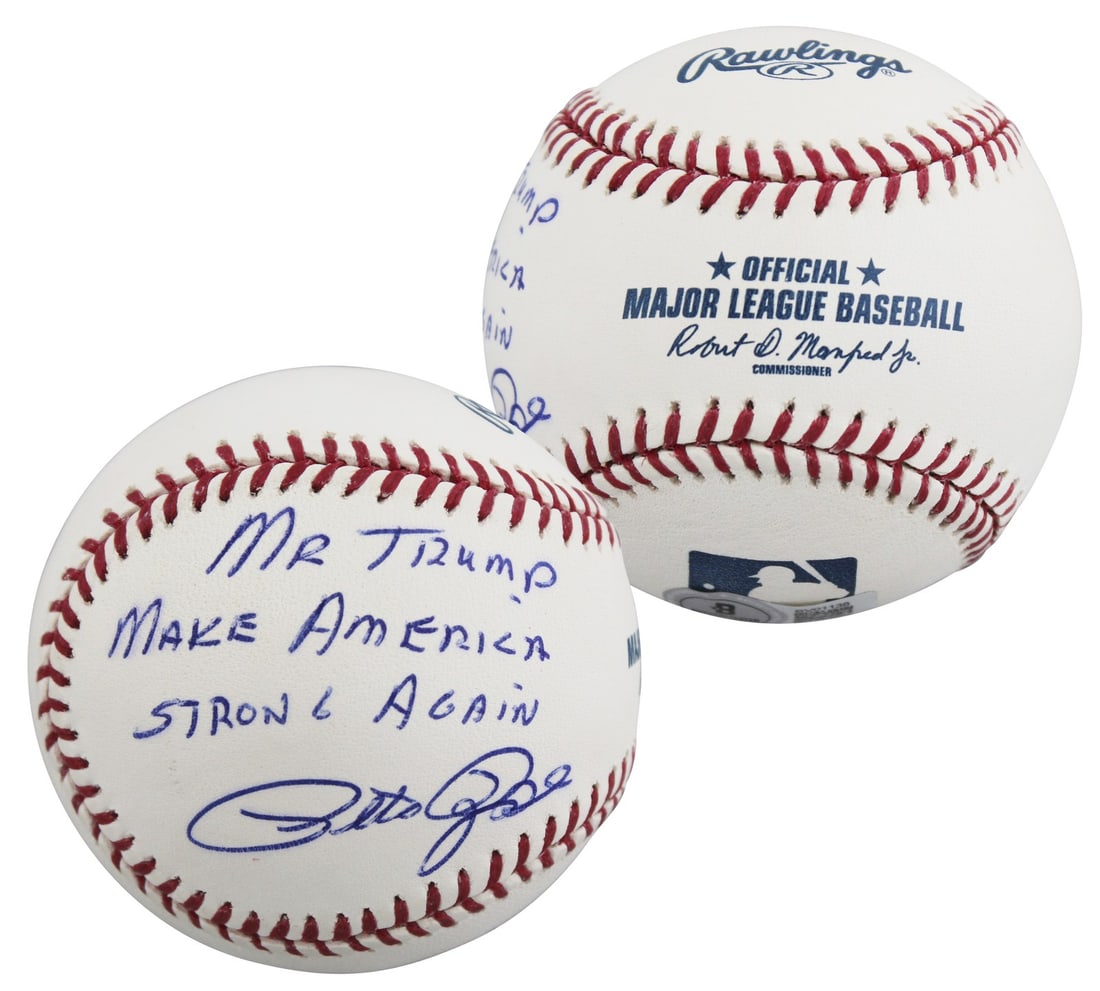 Pete Rose Signed OML Baseball with Mr Trump Inscription BAS Certified (1 of 7)