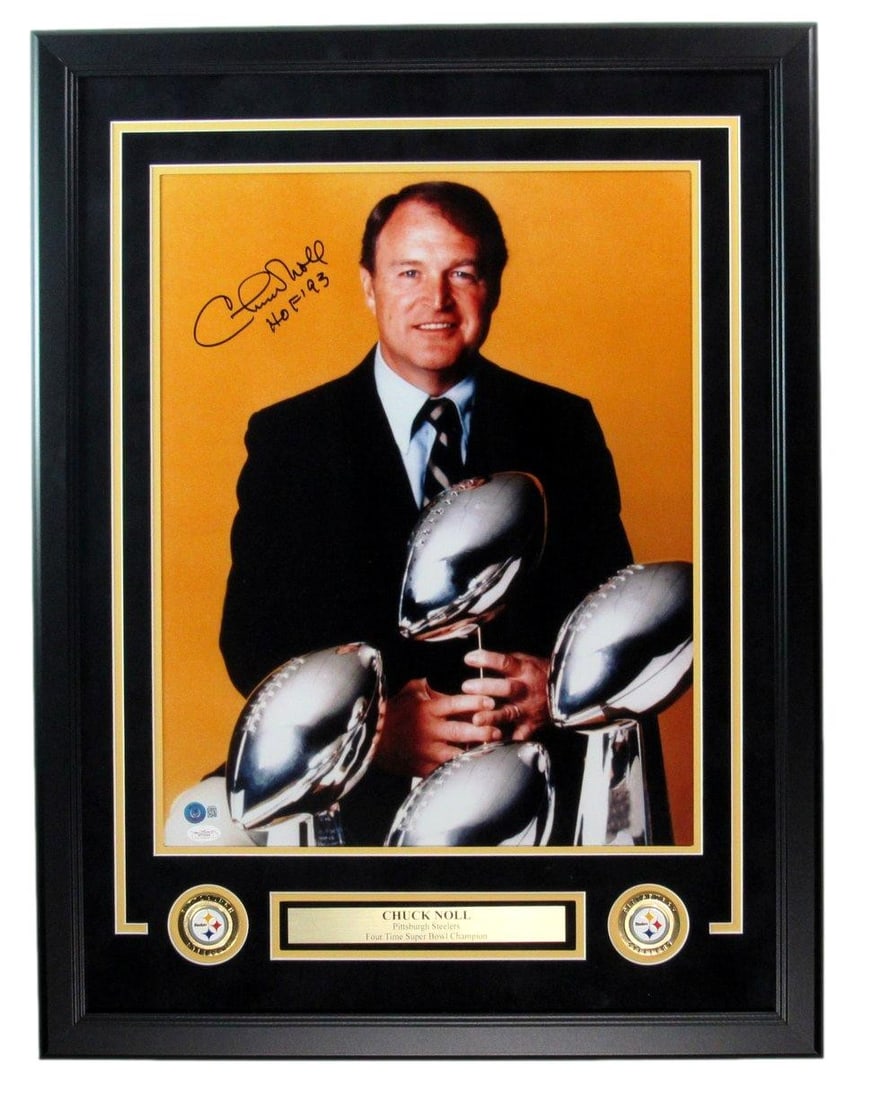 Chuck Noll Autographed Inscribed 16x20 Framed Photo Steelers BAS (1 of 4)