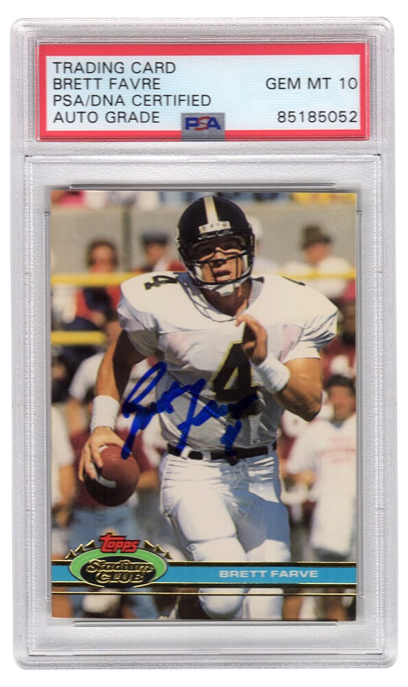 Brett Favre Signed 1991 Topps Stadium Club Rookie Card #94 PSA Auto 10 (1 of 2)