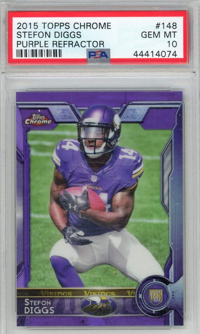 2015 Topps Chrome Stefon Diggs #148 Purple Refractor PSA 10 NFL Card (1 of 2)