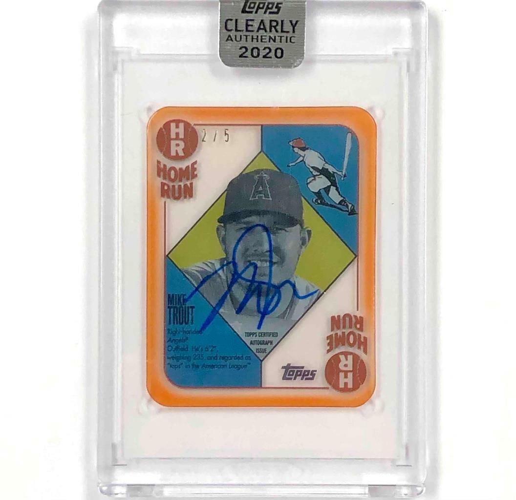 2020 Topps Clearly Authentic Mike Trout Auto Red/Blue Back Case Hit /5 (1 of 2)