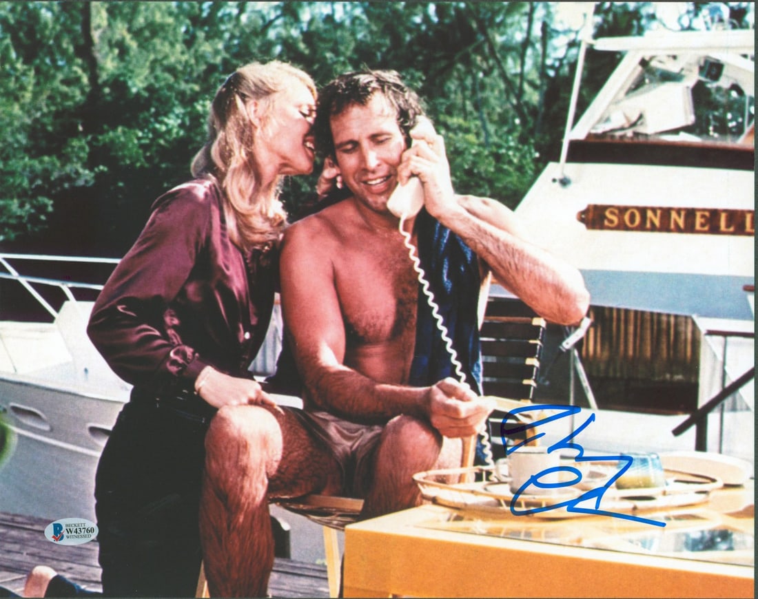Chevy Chase Caddyshack Signed 11x14 Photo with Beckett COA: Chevy Chase Caddyshack Signed 11x14 Photo with Beckett COA This authentic 11x14 photograph features a striking image from the iconic film Caddyshack, personally signed by the talented Chevy Chase. The