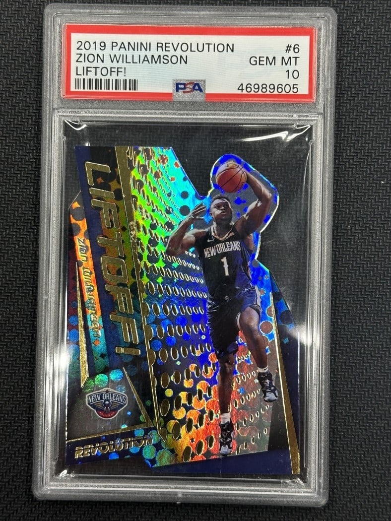 Zion Williamson 2019-20 Panini Revolution Liftoff Die Cut PSA 10 NBA Card: Zion Williamson 2019-20 Panini Revolution Liftoff Die Cut PSA 10 NBA Card This stunning Zion Williamson 2019-20 Panini Revolution Liftoff Die Cut Basketball Card is a must-have for collectors and