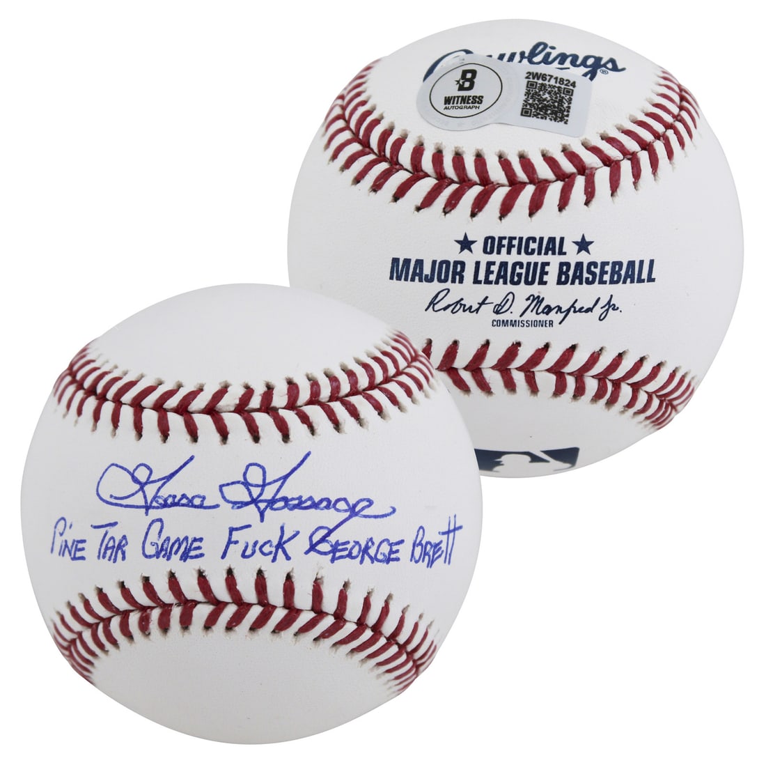 Goose Gossage Signed OML Baseball Pine Tar Game BAS Authenticated Yankees: Goose Gossage Signed OML Baseball Pine Tar Game BAS Authenticated Yankees This authentic OML baseball features the signature of Goose Gossage, a legendary pitcher for the New York Yankees. The ball
