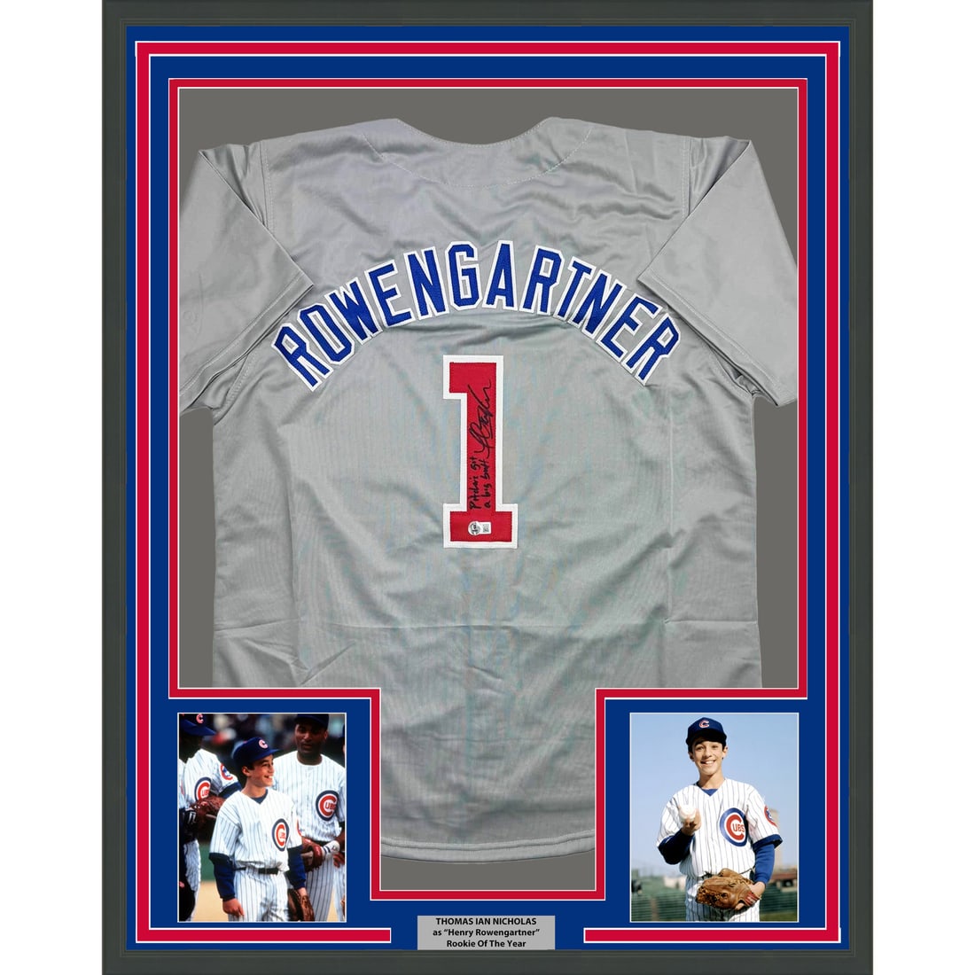 Framed Autographed Thomas Ian Nicholas Chicago Cubs Jersey JSA COA: Framed Autographed Thomas Ian Nicholas Chicago Cubs Jersey JSA COA This framed collectible features an autographed custom Chicago Cubs jersey signed by athlete Thomas Ian Nicholas. The jersey measures