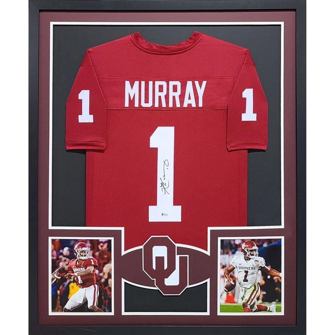 Framed Oklahoma Jersey Signed by Kyler Murray Beckett Authenticated Heisman Winner: Framed Oklahoma Jersey Signed by Kyler Murray Beckett Authenticated Heisman Winner This framed Oklahoma jersey is autographed by Kyler Murray, the Heisman Trophy-winning quarterback. The jersey's auth