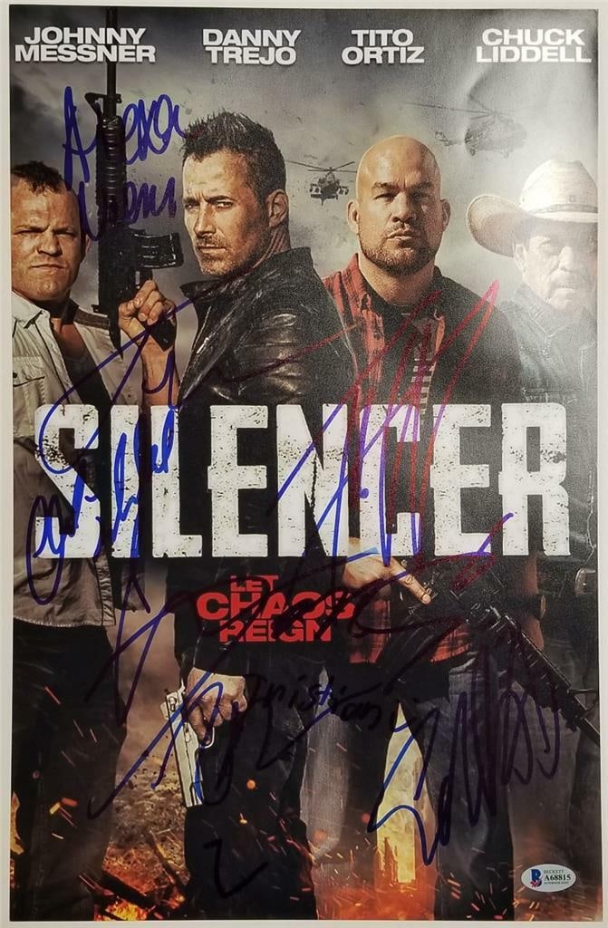 11x17 Photograph Signed by 7 SILENCER Cast Members Beckett BAS Authenticated: 11x17 Photograph Signed by 7 SILENCER Cast Members Beckett BAS Authenticated This original 11x17 photograph from the production of Silencer is signed by seven cast members, including Liddell, Ortiz, M