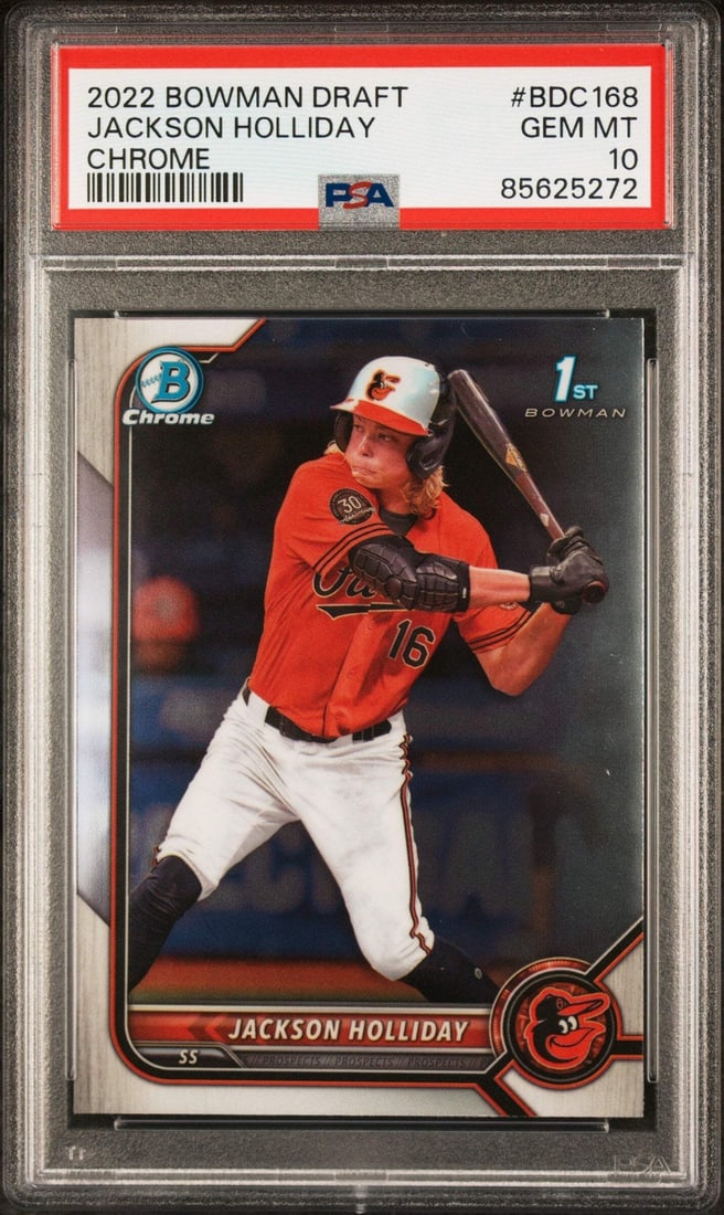 2022 Bowman Draft Jackson Holliday #BDC168 Chrome RC PSA 10 Baseball Card (1 of 2)